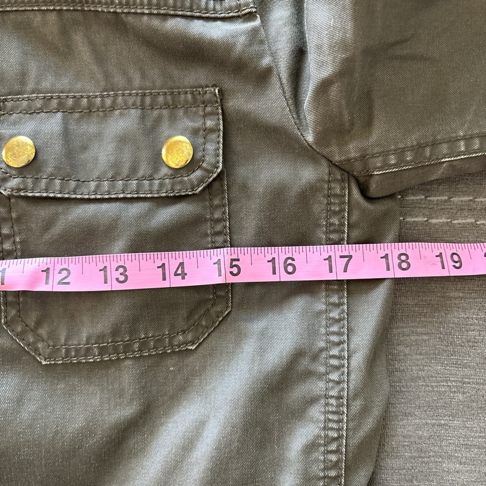 J Crew Downtown Waxed Cotton Field Military Jacket sz XS Petite Women Green - Picture 6 of 8